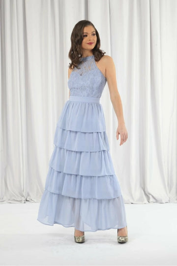 Light Blue Tiered Bridesmaid Dress Double Second